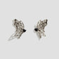 Elusive Asymmetric Butterfly Drop Earrings with Stone in Silver