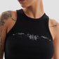 Play Harder Crop Tank Top with Tattoo Graphic in Black