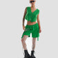 Clubland Co-Ord Technical Cargo Shorts in Green