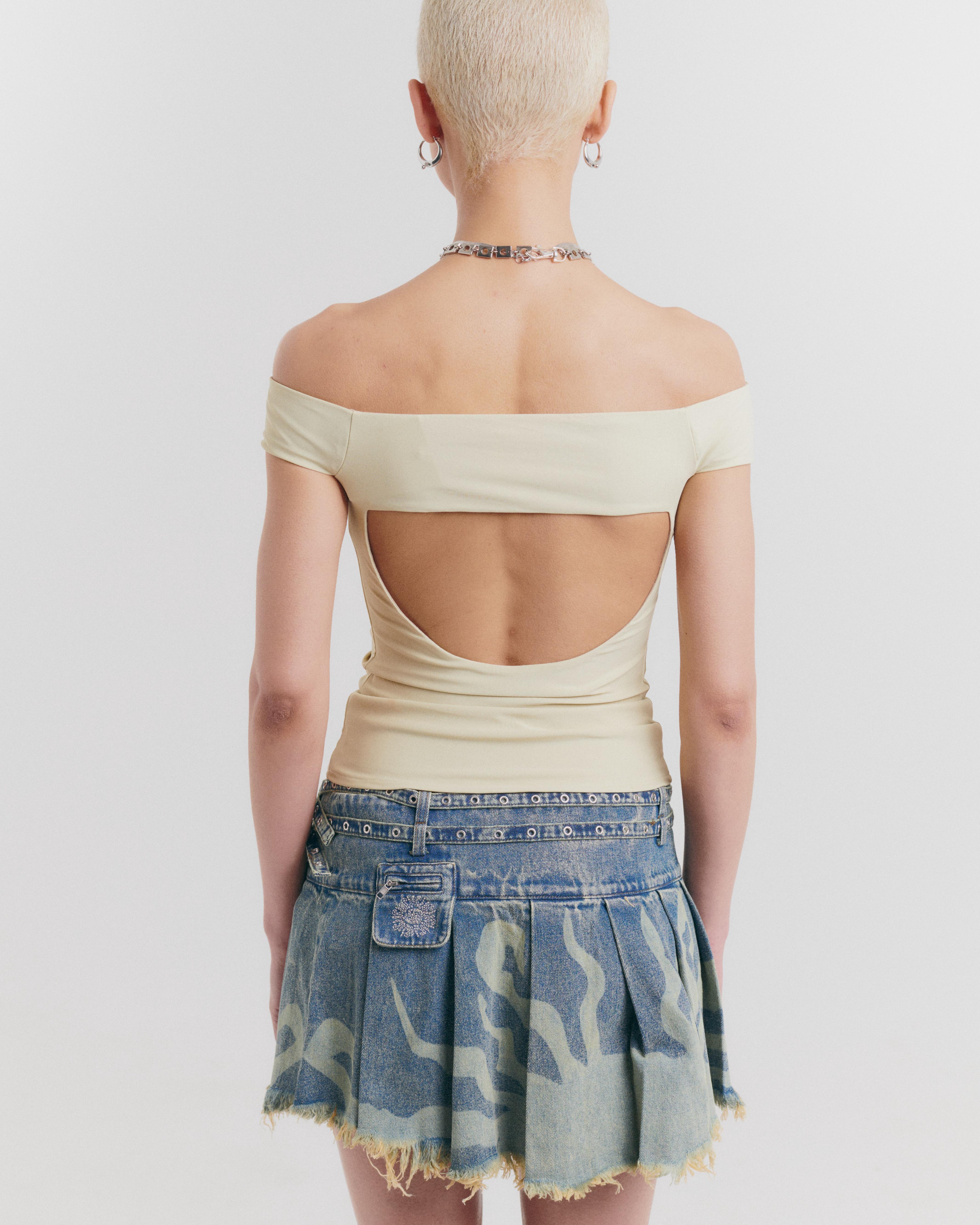 Sunburst Denim Mini Skirt