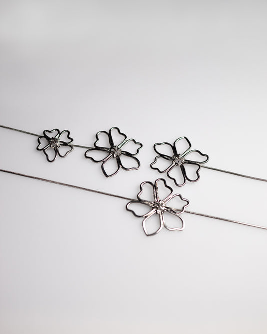 Floral Infinity Drop Necklace in Silver