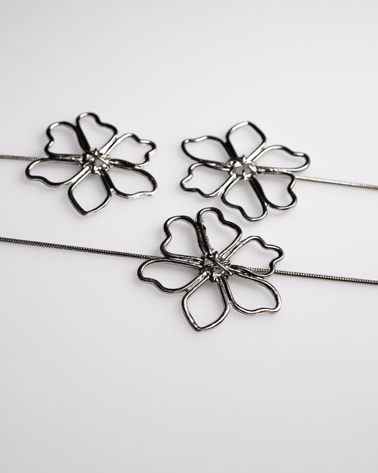 Floral Infinity Drop Necklace in Silver
