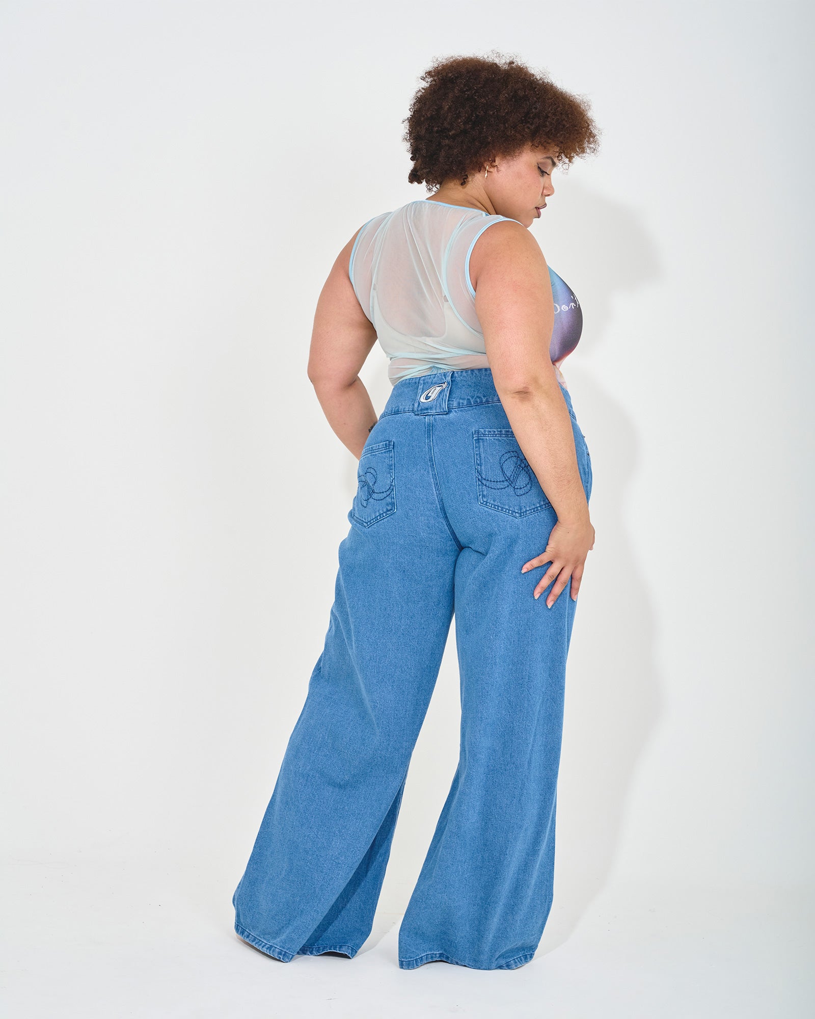 printed tank top jersey mesh embroidered