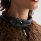 Faux Fur Bomber Jacket with Buckles in Brown