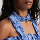 Spiral Textured Neck Scarf with Print in Blue