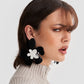 Statement Oversized Flower Earrings in Black and White