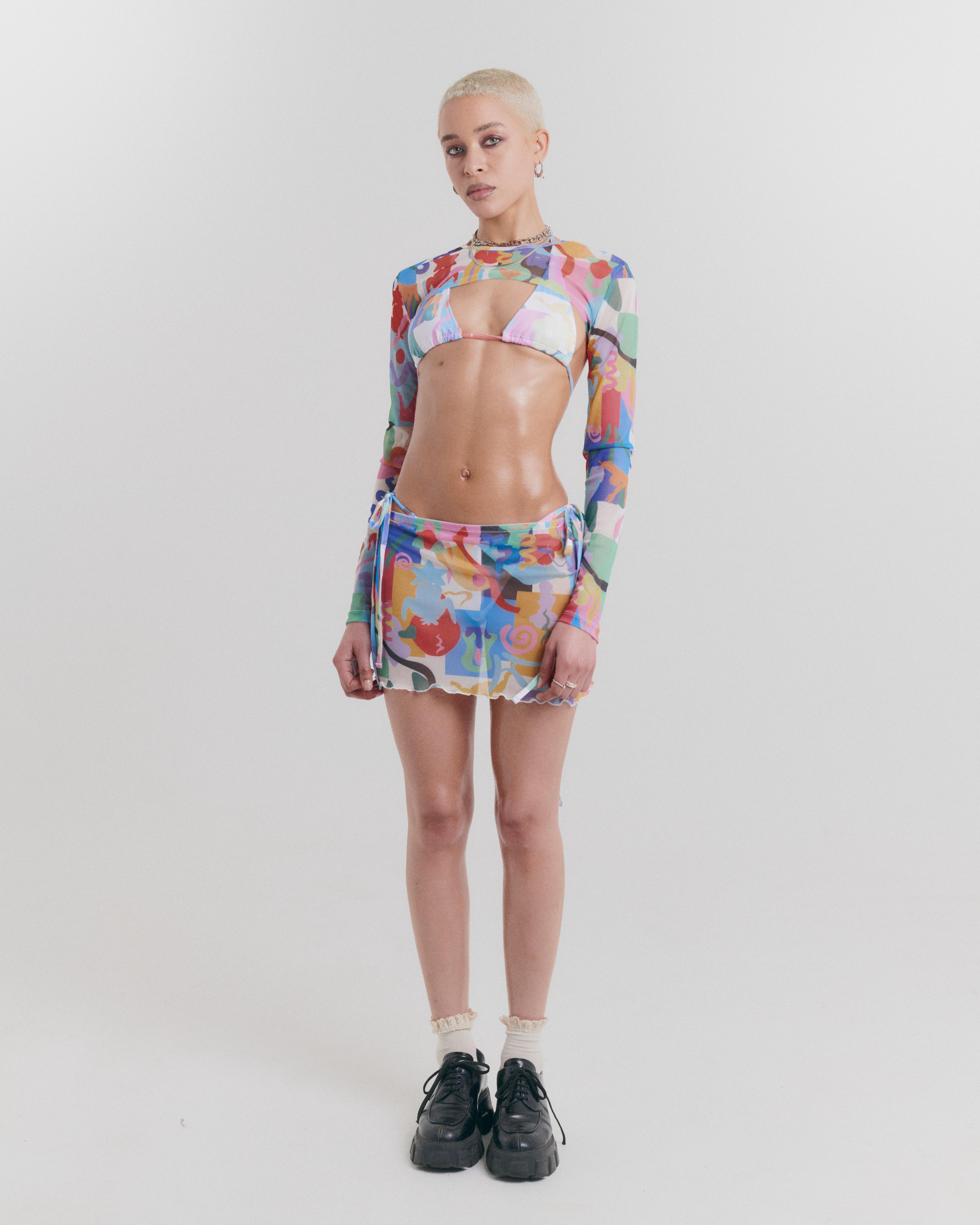 neith. Double Waist Micro Skirt(Gray)