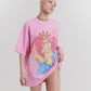 Taste Me Oversized Baggy T-Shirt with Centre Front Graphic in Pink