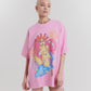 Taste Me Oversized Baggy T-Shirt with Centre Front Graphic in Pink