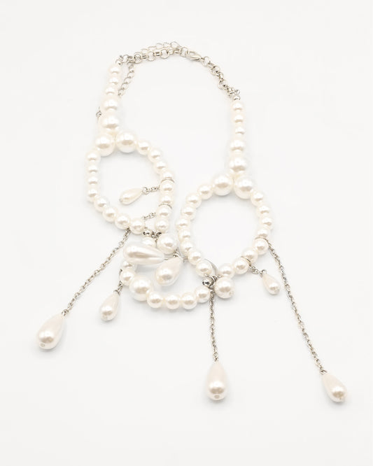 Chandelier Pearl Choker Stack Necklace