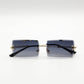 90s Ombre Black Rimless Mid Square Sunglasses | 90s Sunglasses | Y2K