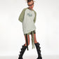 Time Traveler Oversized Raglan Long Sleeve Top With Graphic In Green