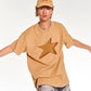 Star Gazer Oversized Raglan T Shirt With Graphic In Beige