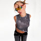 Soul Vibration Asymmetric Cropped Tank Top With Pattern In Black and White
