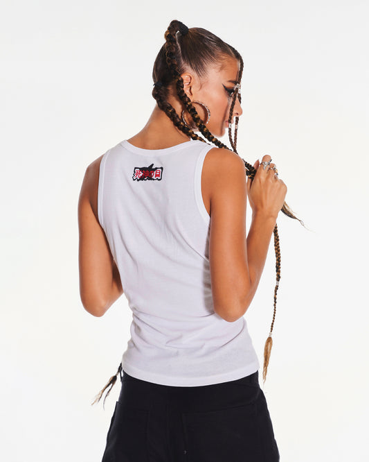 Tenshi Tank Top With Graphic Embroidery In White