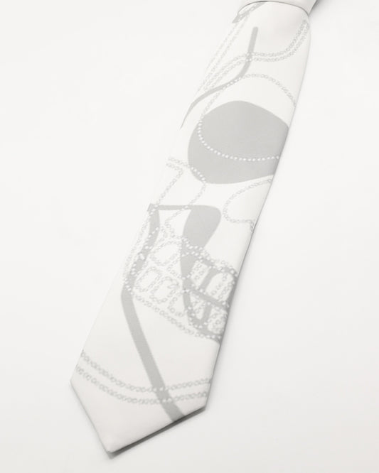 Saibā Skull Tie With Pattern In Grey And White
