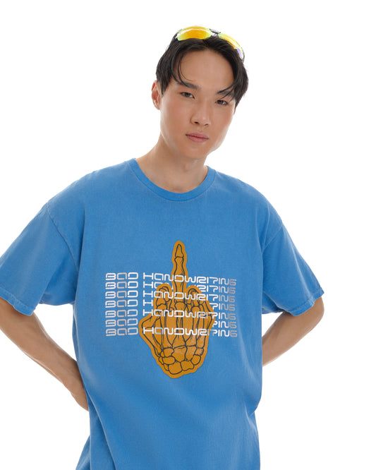 Analog Error Oversized Tshirt With Chest Graphic In Blue