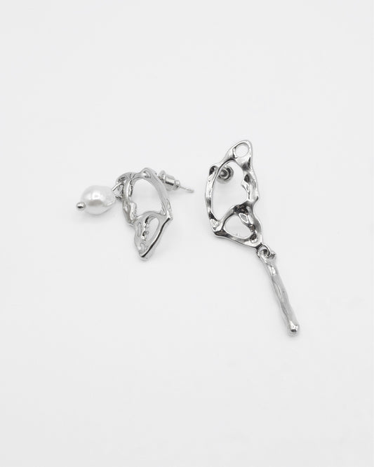 Kingdom Come Asymmetric Earrings In Silver