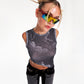 Soul Vibration Asymmetric Cropped Tank Top With Pattern In Black and White