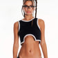 Cosmic Muse Crop Tank Top With Cut Out In Black
