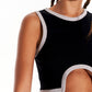 Cosmic Muse Crop Tank Top With Cut Out In Black