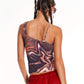 Hellscape Asymmetric Double Strap Tank Top With Pattern In Multicolour