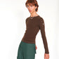 Trancemaster Long Sleeve Fitted Top With Embroidery In Brown