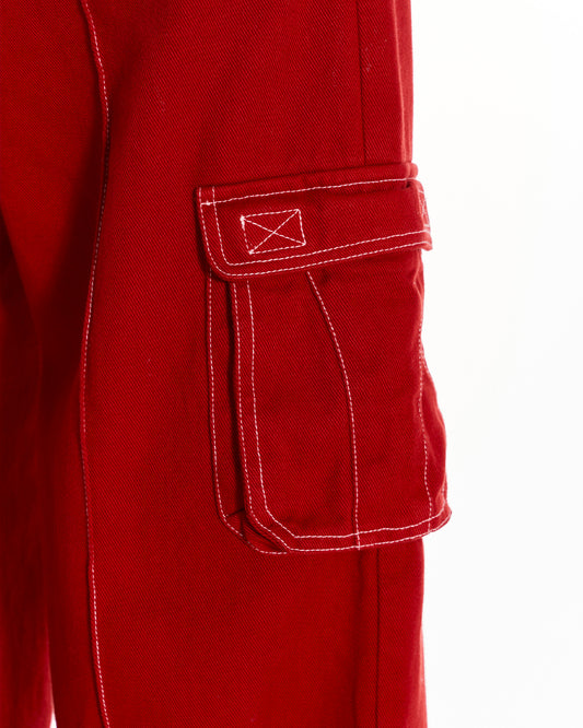 Inframundo Low Rise Cargo Trousers In Red