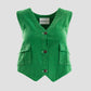 Clubland Co-Ord Button Up Technical Cargo Waist Coat in Green