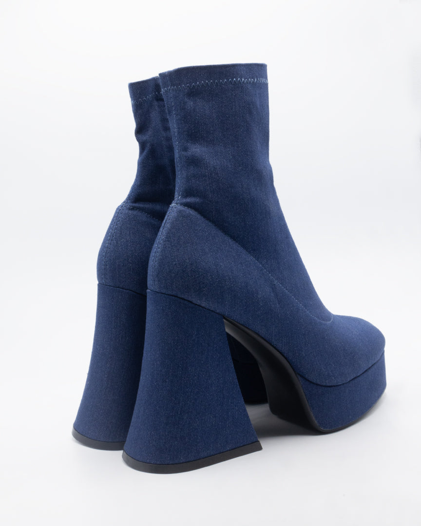 Fashion Killer Platform Boots In Blue Denim