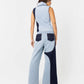 Lost & Found Co-Ord Denim Patchwork Gilet In Blue