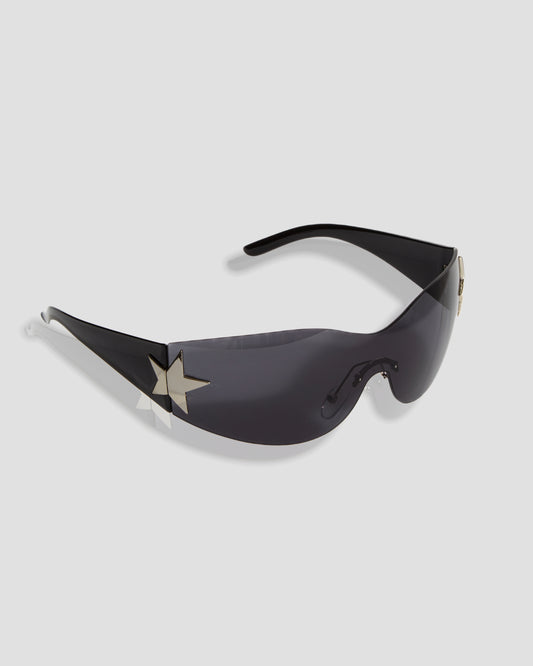 Estelle Frameless Mirror Sunglasses with Stars in Black
