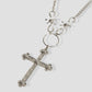 Hedonist Barbed Wire Stack Necklace with Pearls and Cross in Silver