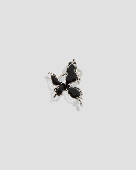 Riot Spirit Butterfly Asymmetric Statement Ring in Silver