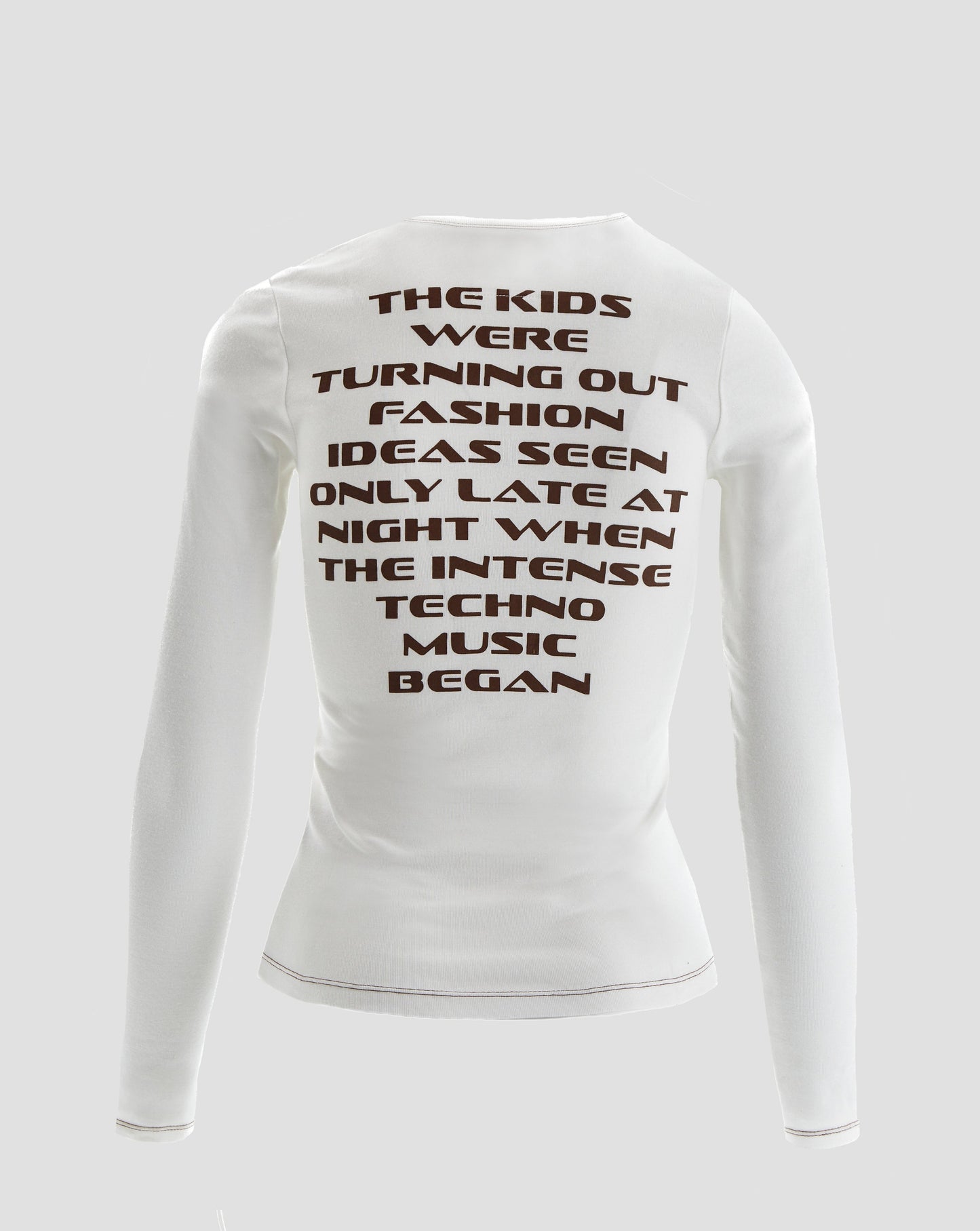 Club Kid Long Sleeve Slogan Top in Off White