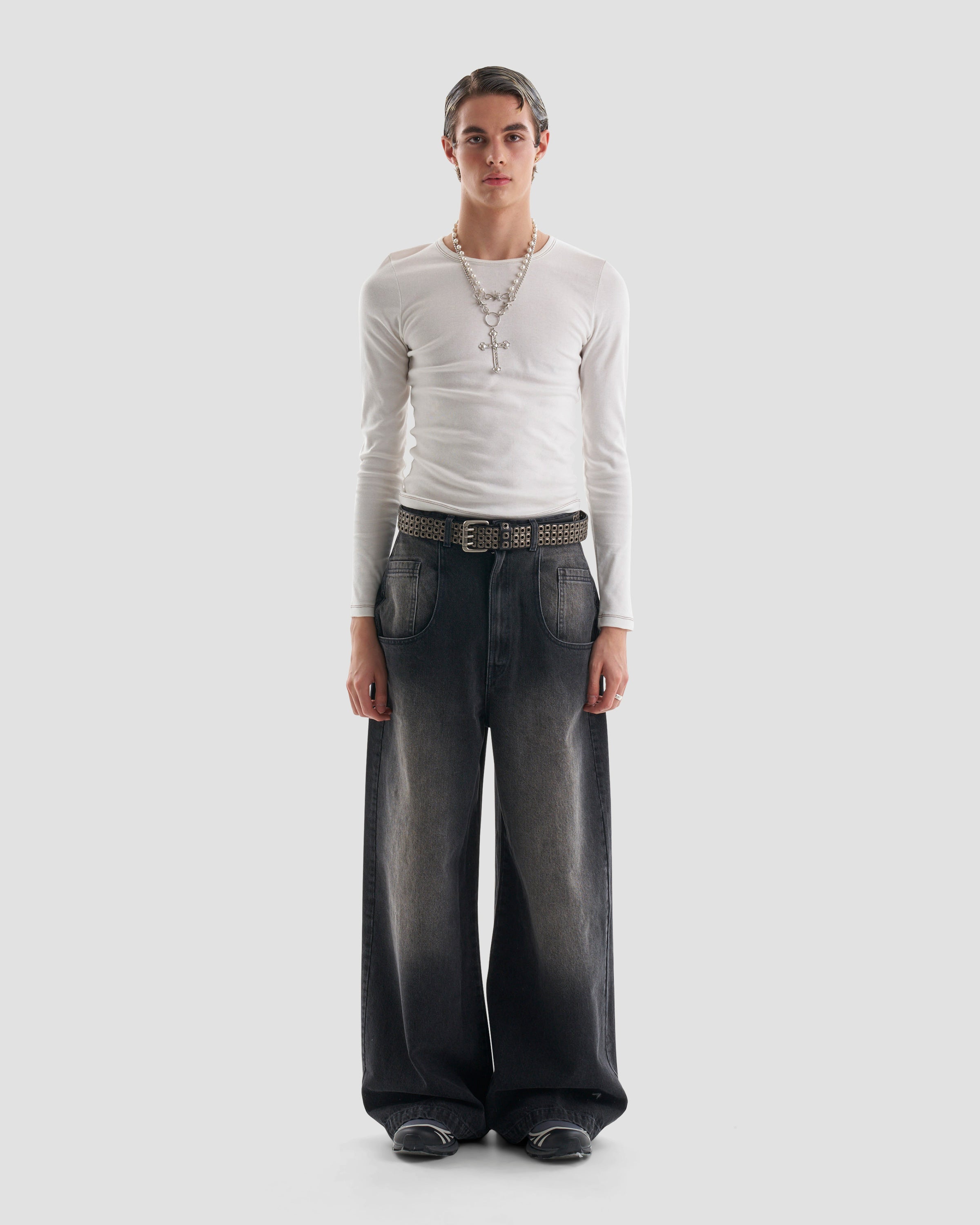 Mens baggy clearance wide leg jeans