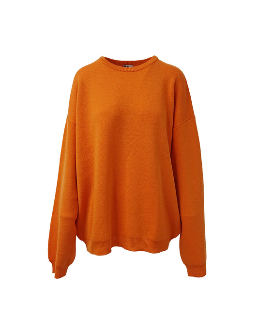 Soda Oversized Crew Neck Knit Jumper With Back Graphic In Orange